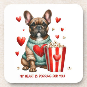 Süße Französische Bulldogge Valentinstag Herz Getränkeuntersetzer