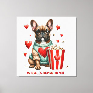Süße französische Bulldogge Valentinstag Herz Leinwanddruck
