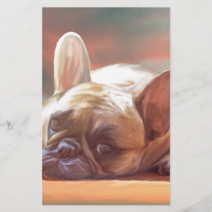 Süße Französische Bulldogge Wasserfarben-Kunstmale Briefpapier