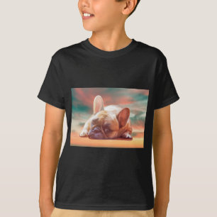 Süße Französische Bulldogge Wasserfarben-Kunstmale T-Shirt