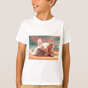 Süße Französische Bulldogge Wasserfarben-Kunstmale T-Shirt