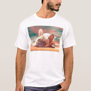 Süße Französische Bulldogge Wasserfarben-Kunstmale T-Shirt