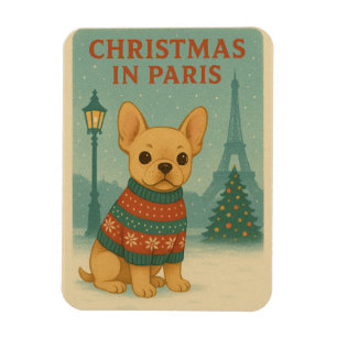 Süße Französische Bulldogge Weihnachten in Paris Magnet