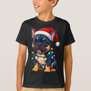 Süße Französische Bulldogge Weihnachten Santa Haus T-Shirt