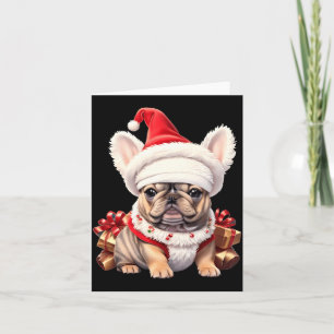 Süße Französische Bulldogge Weihnachtsmann Hut Fro Karte