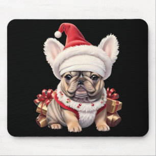 Süße Französische Bulldogge Weihnachtsmann Hut Fro Mousepad