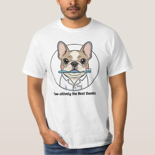Süße Französische Bulldogge Zahnarzt Illustration T-Shirt