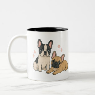 Süße Französische Bulldoggen-Welpen-Illustration  Zweifarbige Tasse