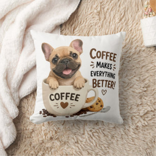 Süße Französische Kaffee-Liebhaber-Illustration Kissen