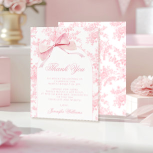 Süße französische rosa Schleife Blumen Baby Mädche Dankeskarte