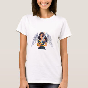 Süße Frau Engels mit offenen Flügeln und Schwert T-Shirt
