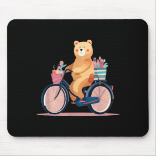 Süße Frau Fahrrad mit lustiger Teddybär-Grafik Mousepad