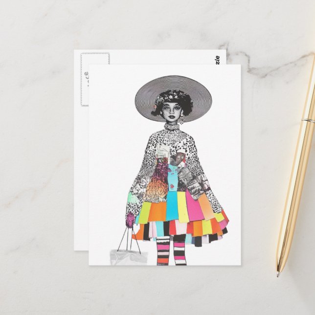 Süße Frauen Collage Postkarte (Vorderseite/Rückseite Beispiel)