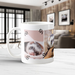 Süße Frettchen-Pfotenabdrücke Vier Haustierfotos Kaffeetasse