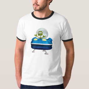 Süße freundliche Alien-UFO-Cartoon-Weltraum-Kunst T-Shirt