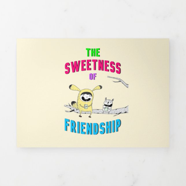 Süße Freundschaft Katze Juli Doodle 30 Freunde Dreifach Gefaltete Urlaubskarte (Cover)