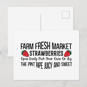 Süße frische Erdbeeren vom Bauernhof  Postkarte