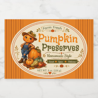 Süße frische Kürbiskonserven im Vintage-Herbstglas Lebensmitteletikett