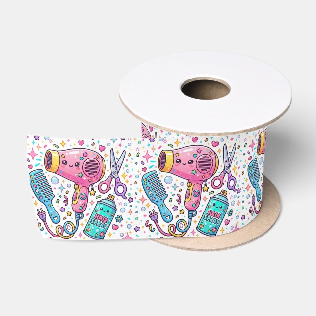 Süße Friseurstyling-Tools im Kawaii-Kunststil Satinband (Spule)