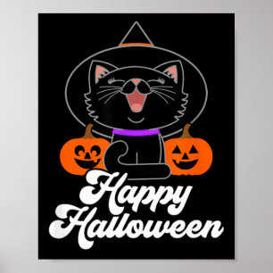 Süße Frohe Halloween-Schwarze Katze Poster