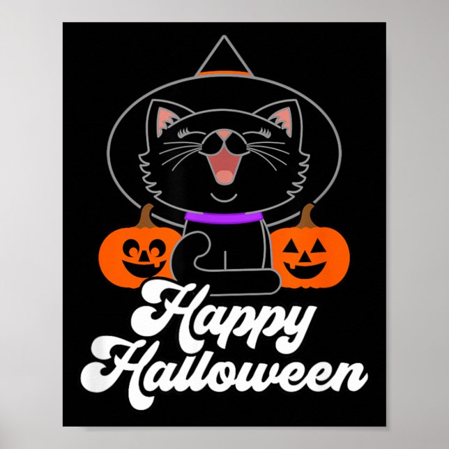 Süße Frohe Halloween-Schwarze Katze Poster (Vorne)