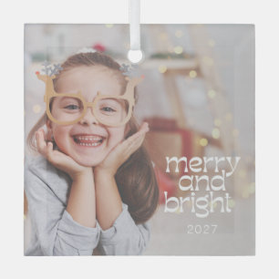 Süße Frohe Helle Weiße Text Custom Foto-Überlageru Ornament Aus Glas
