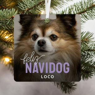 Süße Frohe Navidog-Haustier-Foto-Weihnachten Ornament Aus Metall