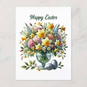Süße Frohe Ostern Blumen Feiertag Feiertagspostkarte