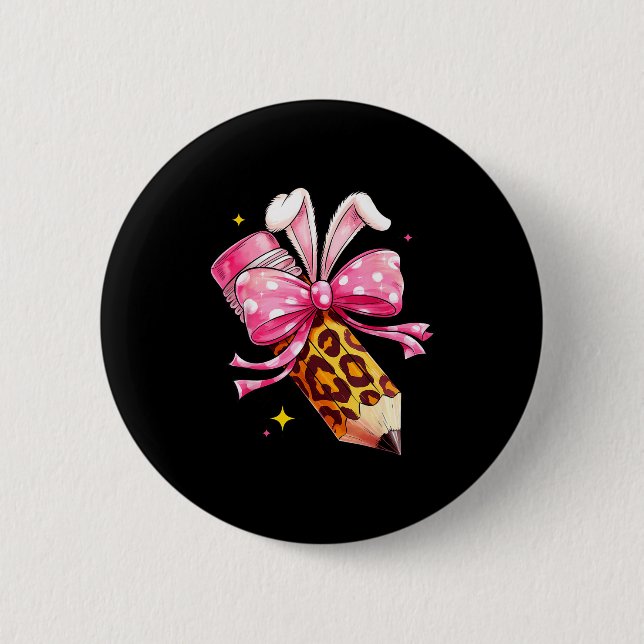 Süße Frohe Ostern Hoppy Lehrer Kinder Mädchen Kind Button (Vorderseite)
