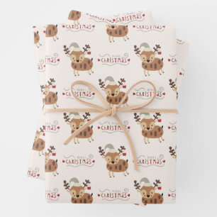 Süße Frohe Weihnachten Baby Rentiere  Geschenkpapier Set