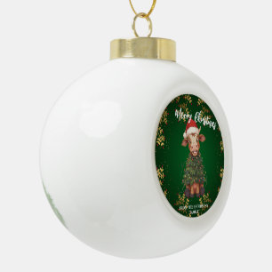 Süße fröhliche Kuh Weihnachtsbaum Kalb Ochse Xmas Keramik Kugel-Ornament