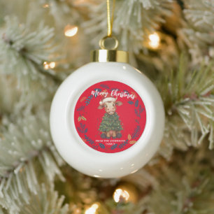 Süße fröhliche Kuh Weihnachtsbaum Kalb Ochse Xmas Keramik Kugel-Ornament