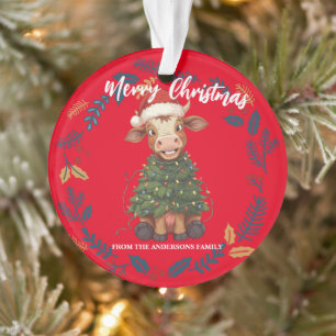 Süße fröhliche Kuh Weihnachtsbaum Kalb Ochse Xmas Ornament
