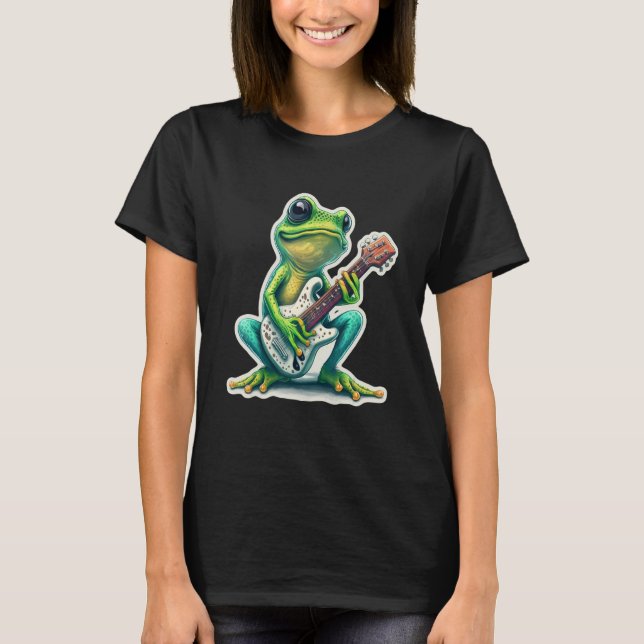Süße Frosch Amphibien Gitarre Rock Gitarrespieler  T-Shirt (Vorderseite)