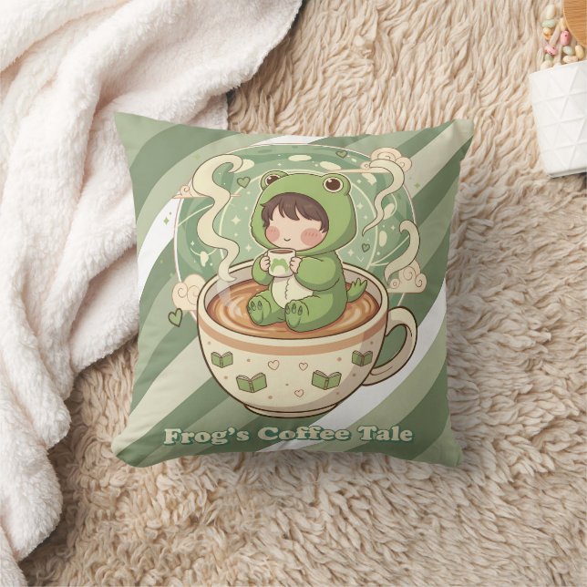 Süße Frosch-Coffee-Tale-Design Kissen (Decke)