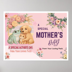 Süße Frosch Hund Katze Muttertags-Karte - Besonder Poster