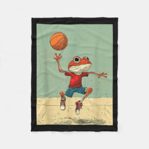Süße Frosch-Tier-lustige Basketball-Illustration Fleecedecke