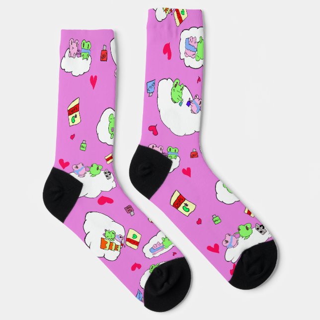 Süße Frosch Valentinstag Crew Socken (Rechts)