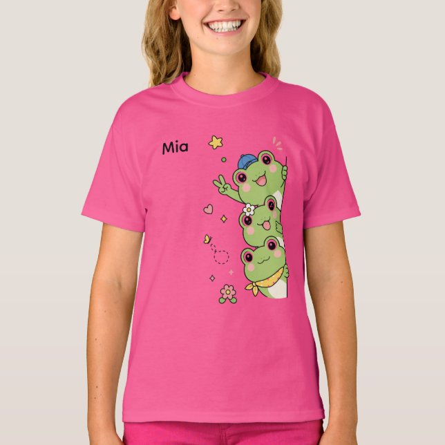 Süße Frösche Ästhetik Mädchen T-Shirt (Vorderseite)