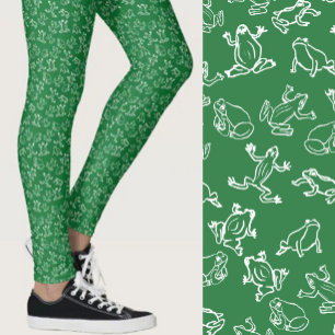 Süße Frösche Grün-Weiß-Muster Leggings