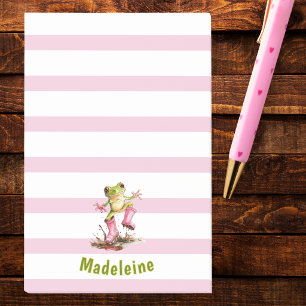 Süße Frösche in rosa Regenstiefeln Monogramm gestr Post-it Klebezettel