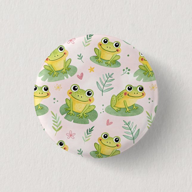 Süße Frösche Muster Button (Vorderseite)