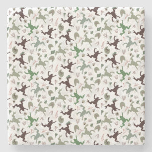 Süße Frösche Natur Blumenmuster Steinuntersetzer