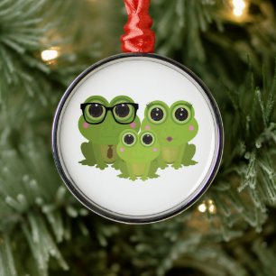 Süße Froschfamilie Ornament Aus Metall