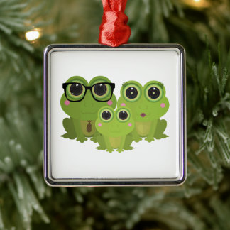 Süße Froschfamilie Ornament Aus Metall