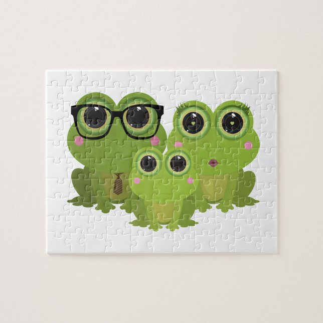 Süße Froschfamilie Puzzle (Horizontal)