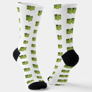 Süße Froschfamilien-Illustration – Mama Papa Baby Socken