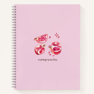 Süße Frucht-Ästhetik Granatapfel rosa Notizbuch