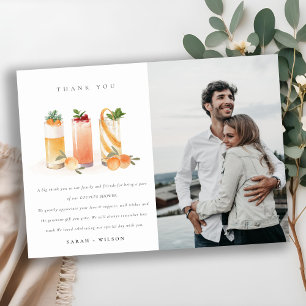 Süße Fruchtcocktail Orange Foto Paare Shower Dankeskarte