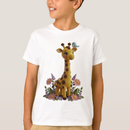 Süße Frühling-Giraffe-Häkel-Nursery-Kunst - Kinder T-Shirt